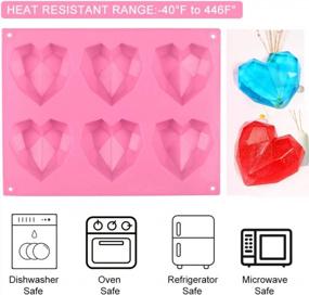 img 2 attached to 2 Pack 6 Cavity Silicone Heart Diamond Shaped Molds For Valentines Day Wedding Engagement Baking Chocolate Cake Mousses Desserts, YICOE 3D Candy Making Mold