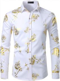 img 4 attached to ZEROYAA Men's Clothing: Trendy Golden Floral Print for Stylish Hipsters