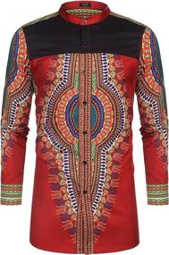 img 4 attached to 👕 COOFANDY African Dashiki Sleeve Button Men's Clothing: Elevate Your Style with Vibrant Shirts!