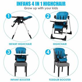 img 3 attached to Transform Your Child'S Dining Experience With INFANS 4 In 1 High Chair - Adjustable Height, Reclining, Removable Tray & Cushion, Easy Fold - Perfect For Baby, Infant & Toddler In Blue