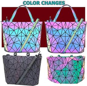 img 3 attached to Светящийся геометрический рюкзак: меняющая цвет модная сумка и кошелек через плечо с подходящим кошельком для женщин от HotOne