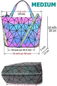 img 1 attached to Светящийся геометрический рюкзак: меняющая цвет модная сумка и кошелек через плечо с подходящим кошельком для женщин от HotOne