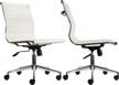 2xhome white mid back office chairs - armless pu leather seats, swivel tilt adjustable chrome base - executive conference room task chair logo