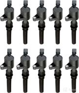 mas set of 10 ignition coils pack for ford super duty e350 e450 f250 f350 f450 f550 f53 excursion 6.8l v10 - compatible replacement for 3w7z-12029-aa dg508 logo