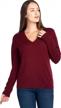 women's 100% cashmere soft v-neck long sleeve sweater logo