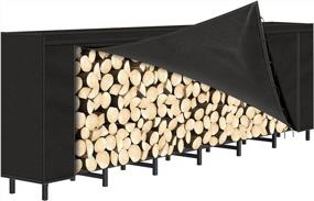 img 4 attached to LIANTRAL 8-футовая стойка для дров на открытом воздухе с крышкой, комплект кронштейнов для хранения дров для дров Прочный стальной держатель для дров для камина