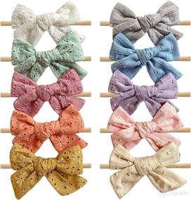 img 4 attached to Nylon Baby Girl Headbands and Hair Bow, Elastic Hairbands for Newborns, Infants, and Toddlers by Cherssy