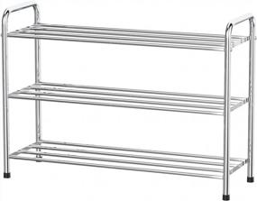 img 4 attached to 26,8 "WX 10,24 " D X21,7 H Полка для обуви из нержавеющей стали - Храните 9 пар обуви в спальне, шкафу или прихожей | 3-уровневая штабелируемая полка для хранения FANHAO (серебро)