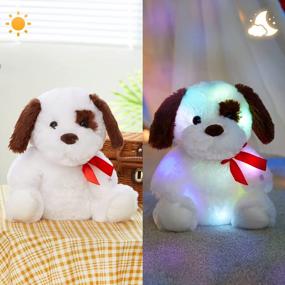 img 1 attached to Glow Dog Plush Toy: BSTAOFY 12'' Light Up Puppy Stuffed Animal With Bow Tie LED Nightlight For Toddler Kids Boys Girls Birthday Bedtime Companion