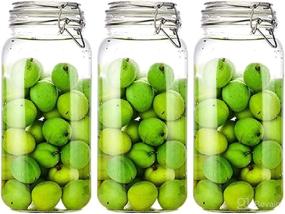 img 4 attached to Set of 3 Kingrol 75oz/2.2L Square Glass Jars with Airtight Lid - Wide Mouth Storage Canister Jars for Pickling, Preserving, Canning, and Dry Food Storage