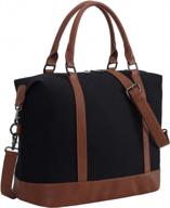 stylish and functional canvas weekender bag for women: perfect for carry-on and overnight travel logo