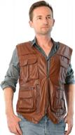 gear up for adventure with comfycamper's jurassic dinosaur hunter leather vest for men logo