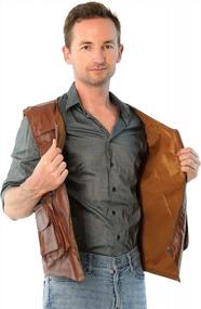 img 1 attached to Gear Up For Adventure With ComfyCamper'S Jurassic Dinosaur Hunter Leather Vest For Men
