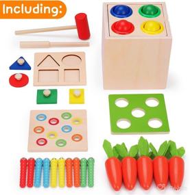 img 3 attached to Wooden Montessori Toys - 4-in-1 Pound A Ball Carrot, Harvest Catch Insect Shape Puzzle Set - Early Development Toys for Babies 6-12 Months and 12-18 Months - Fine Motor Skills Toys for 1 and 2 Year Old Boys and Girls - Ideal Baby Gifts