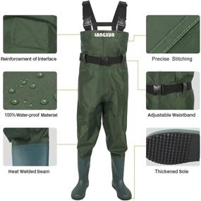 img 2 attached to LANGXUN Chest Waders For Kids, Lightweight And Breathable PVC Fishing Waders For Toddler & Children, Waterproof Hutting Waders For Boys And Girls, Age 12/13 Big Kid