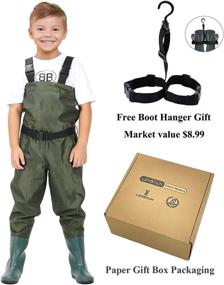 img 1 attached to LANGXUN Chest Waders For Kids, Lightweight And Breathable PVC Fishing Waders For Toddler & Children, Waterproof Hutting Waders For Boys And Girls, Age 12/13 Big Kid