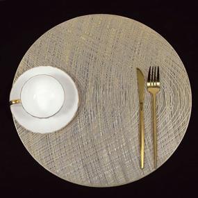 img 4 attached to 6Pcs U'Artlines Metallic Placemats Non-Slip Heat Insulation Kitchen Table Mats Vinyl Hollow Out Mats 21102Gold