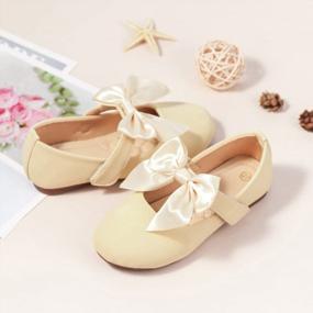 img 2 attached to Charming Little Girls' Vintage Mary Jane Flats With Delicate Pearl Flowers And Bowknot Detail For Weddings And Parties