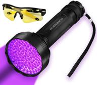 🐾 ultimate black light uv flashlights: 100 led 395 nm for detecting pet urine, bed bugs, and counterfeit money, with uv protective glasses - perfect for home, hotel, and cosmetic use! logo