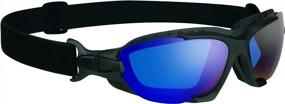 img 2 attached to Bikershades Motorcycle Safety Sunglass Goggles Mirrored Blue Lens Interchangeable Adjustable Strap & Removable Foam Cushion
