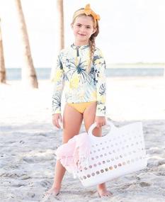 img 3 attached to 👗 RuffleButts® Long Sleeve Rash Guard Swimsuit Set for Baby/Toddler Girls - UPF 50+ Sun Protection and Zipper Closure