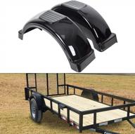 black trailer fenders set with plastic skirt, top step, and single axle for 13" wheels and tires - ideal for boats without step - hecasa logo
