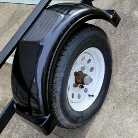 img 3 attached to Black Trailer Fenders Set With Plastic Skirt, Top Step, And Single Axle For 13" Wheels And Tires - Ideal For Boats Without Step - HECASA