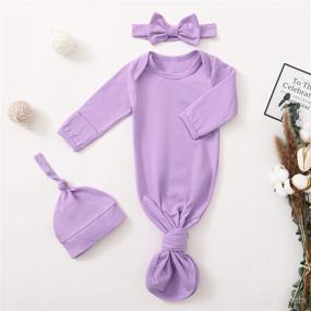 img 3 attached to Newborn Knotted Gown Sleepers: Stylish Coming Home Outfits for Baby