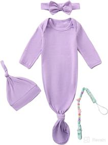 img 4 attached to Newborn Knotted Gown Sleepers: Stylish Coming Home Outfits for Baby