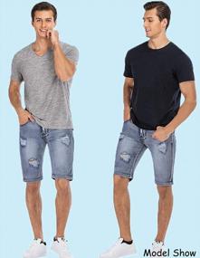 img 1 attached to Men'S Ripped Denim Shorts Classic Fit Distressed Jeans Summer Vintage Pants