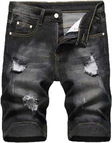 img 4 attached to Men'S Ripped Denim Shorts Classic Fit Distressed Jeans Summer Vintage Pants