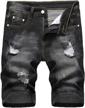 men's ripped denim shorts classic fit distressed jeans summer vintage pants logo
