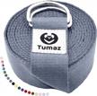 tumaz yoga strap/stretch bands [15+ colors, 6/8/10 feet options] with extra safe adjustable d-ring buckle, durable and comfy delicate texture - best for daily stretching, physical therapy, fitness logo