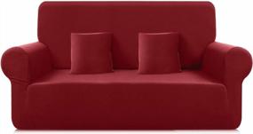 img 4 attached to TAOCOCO Loveseat Cover Couch Covers For 2 Cushion Couch, Polyester-Spandex Fabric With High Stretch 1-Piece Couch Cover, Furniture Protector Loveseat Slipcovers(Loveseat 57"-70", Christmas Red)