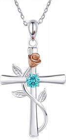 img 4 attached to Elegant BlingGem Cross Necklace With Birthstones - Perfect Anniversary Or Birthday Gift For Women