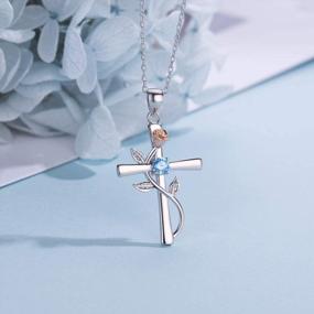 img 1 attached to Elegant BlingGem Cross Necklace With Birthstones - Perfect Anniversary Or Birthday Gift For Women