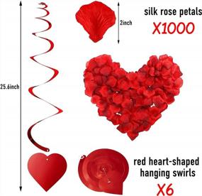 img 2 attached to Rainmae Valentine Day Party Supplies I Love You Balloons And Love-Bear Balloons Kit 1000 Pcs Dark-Red Silk Rose Petals Romantic Flower Decoration Red Heart Balloons Swirls For Wedding Decorations
