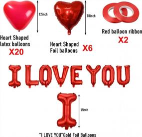 img 3 attached to Rainmae Valentine Day Party Supplies I Love You Balloons And Love-Bear Balloons Kit 1000 Pcs Dark-Red Silk Rose Petals Romantic Flower Decoration Red Heart Balloons Swirls For Wedding Decorations