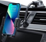 📱 convenient and secure pokanic car cell phone mount stand holder - dashboard or windshield, washable sticky gel pad, 360 rotation, three-side grips, universal (black) logo