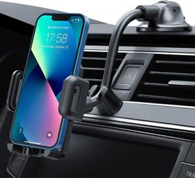 img 4 attached to 📱 Convenient and Secure Pokanic Car Cell Phone Mount Stand Holder - Dashboard or Windshield, Washable Sticky Gel Pad, 360 Rotation, Three-Side Grips, Universal (Black)