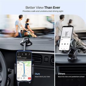 img 2 attached to 📱 Convenient and Secure Pokanic Car Cell Phone Mount Stand Holder - Dashboard or Windshield, Washable Sticky Gel Pad, 360 Rotation, Three-Side Grips, Universal (Black)