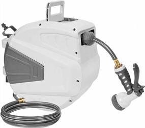 img 4 attached to 🌿 ORCISH 66FT Wall Mounted Retractable Hose Reel with 9 Adjustable Sprayer Nozzle - Slow Return, Any Length Lock, 180°Swivel Bracket (GREY)