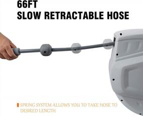 img 1 attached to 🌿 ORCISH 66FT Wall Mounted Retractable Hose Reel with 9 Adjustable Sprayer Nozzle - Slow Return, Any Length Lock, 180°Swivel Bracket (GREY)