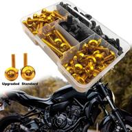 upgraded 195pcs motorcycle fairing bolt kit screws fasteners clips for cbr 600rr 1000rr cbr600 f3 f4 f4i suzuki gsxr 600 750 1000 (gold) logo