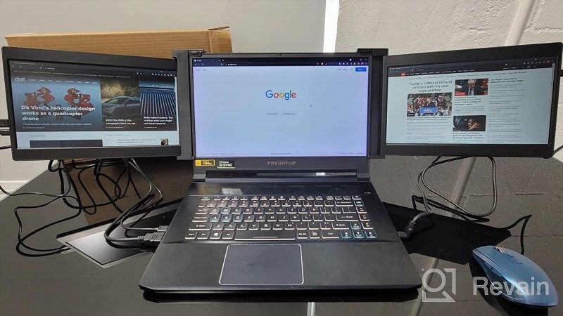 img 1 attached to 📈 FOPO Triple Laptop Screen Extender - 12", Full HD 1920X1080P, 60Hz, Adjustable Stand, Portable, Low Blue Light, Multi-Angle Display, HDMI - S12 review by Benjamin Gagne