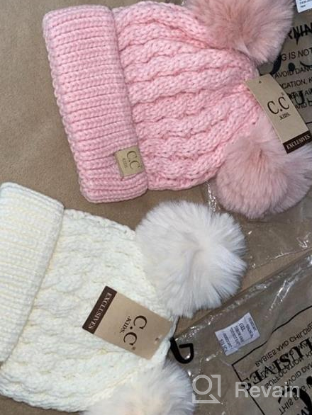 img 1 attached to 🎩 Warm and Stylish: Funky Junque Girls Hat Kids Beanie with Double Pom and Faux Fur for a Soft and Cozy Winter review by Stephanie Love