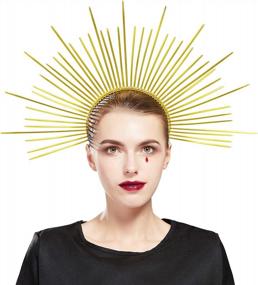 img 4 attached to Goddess Spiked Halo Crown Halloween Headpiece | Fantherin Mary Zip Tie Headdress