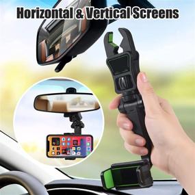 img 1 attached to 📱 360° Rotating Rearview Mirror Phone Holder - Multifunctional Car Phone Mount, Universal Stand for Car, Home, Kitchen - Green (Includes Cable & Cable Ties)