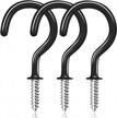 get organized with 30-pack ceiling hooks for indoor and outdoor hanging - multi-functional black vinyl coated screw-in hooks for plants, flowers, and more! logo