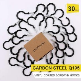 img 1 attached to Get Organized With 30-Pack Ceiling Hooks For Indoor And Outdoor Hanging - Multi-Functional Black Vinyl Coated Screw-In Hooks For Plants, Flowers, And More!